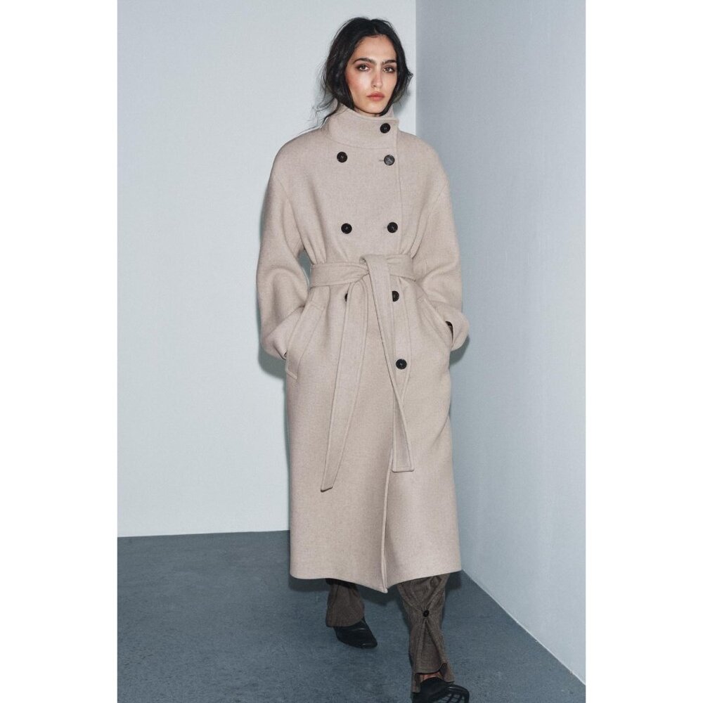 ZARA Women's Oversized High-Neck Coat ZW Collection Size M